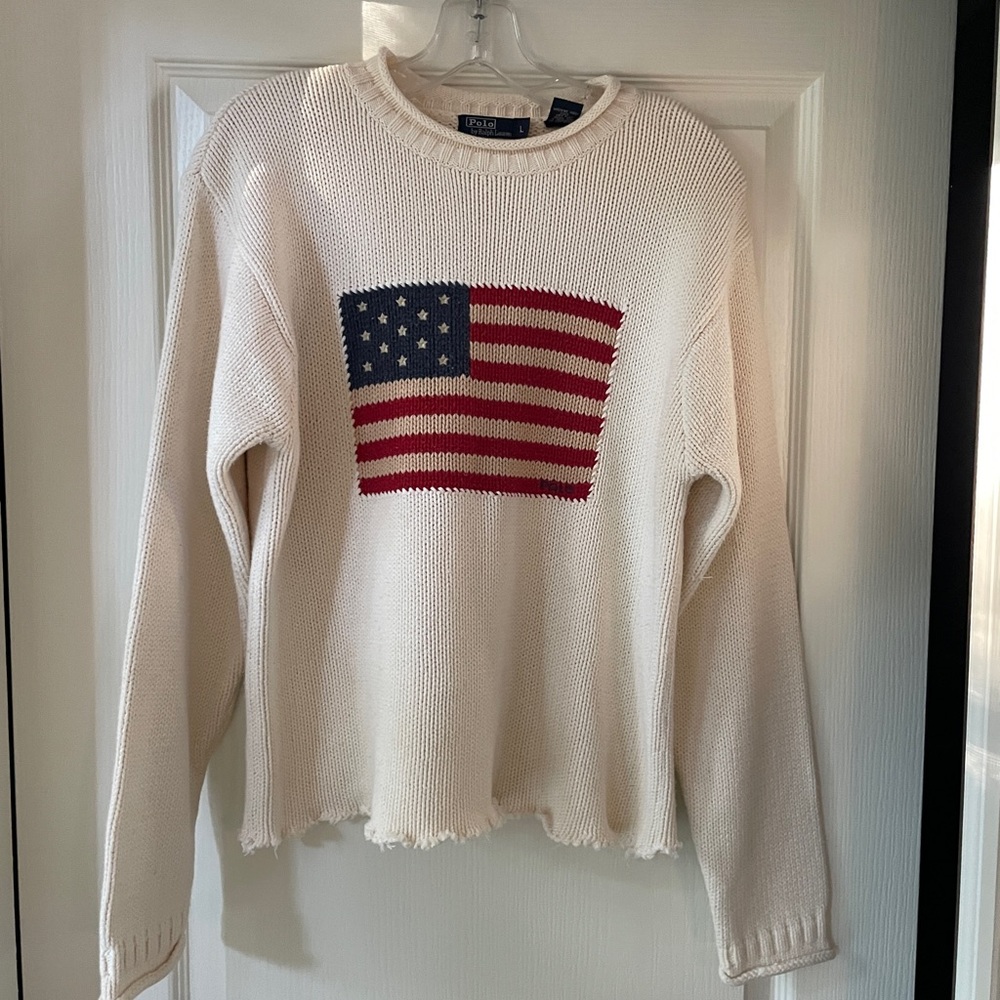 Classic RALPH LAUREN POLO cream flag sweater